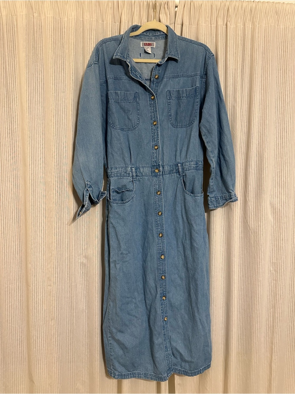 Vintage Denim Button-Front Maxi Dress
